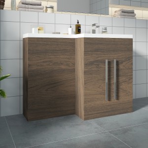 Calm Walnut Right Hand Combination Vanity Unit Set (No Concealed Cistern, No Toilet)