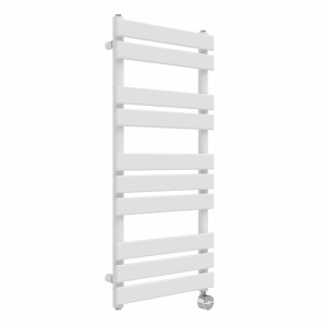 Juva 1000 x 450mm White Flat Panel Thermostatic Touch Control Electric Heated Towel Rail