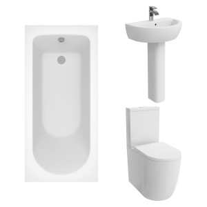Cordoba Modern Bathroom Suite with Close Coupled Toilet and Essential Single Ended Bath - 1500 x 700mm