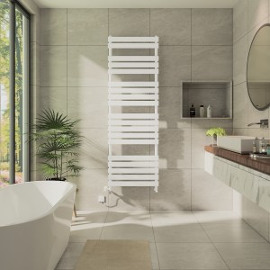 Juva 1800 x 600mm Dual Fuel White Flat Panel Simple Electric Heated Towel Rail