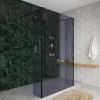 Wasdale 1215mm Black Smoked Walk Through Wet Room Screen with 300mm Hinged Return Screens