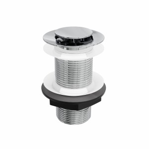 Unslotted Click Clack Basin Waste - Full Brass - Chrome