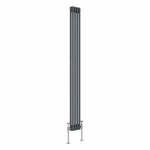 Bern 1800 x 200mm Anthracite Double Column Vertical Traditional Radiator