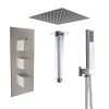 Beauly Chrome Triple Square Handle Concealed Valve with 200mm Square Shower Head, Hand Shower and Ceiling Arm (2 Outlet)
