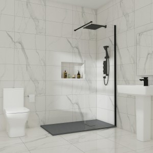 Wasdale - 900mm Wet Room Screen - Black