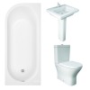 RAK Resort Mini Closed Back Toilet with 550mm Basin Modern Bathroom Suite with J-Shape Bath - Right Handed - 1700mm