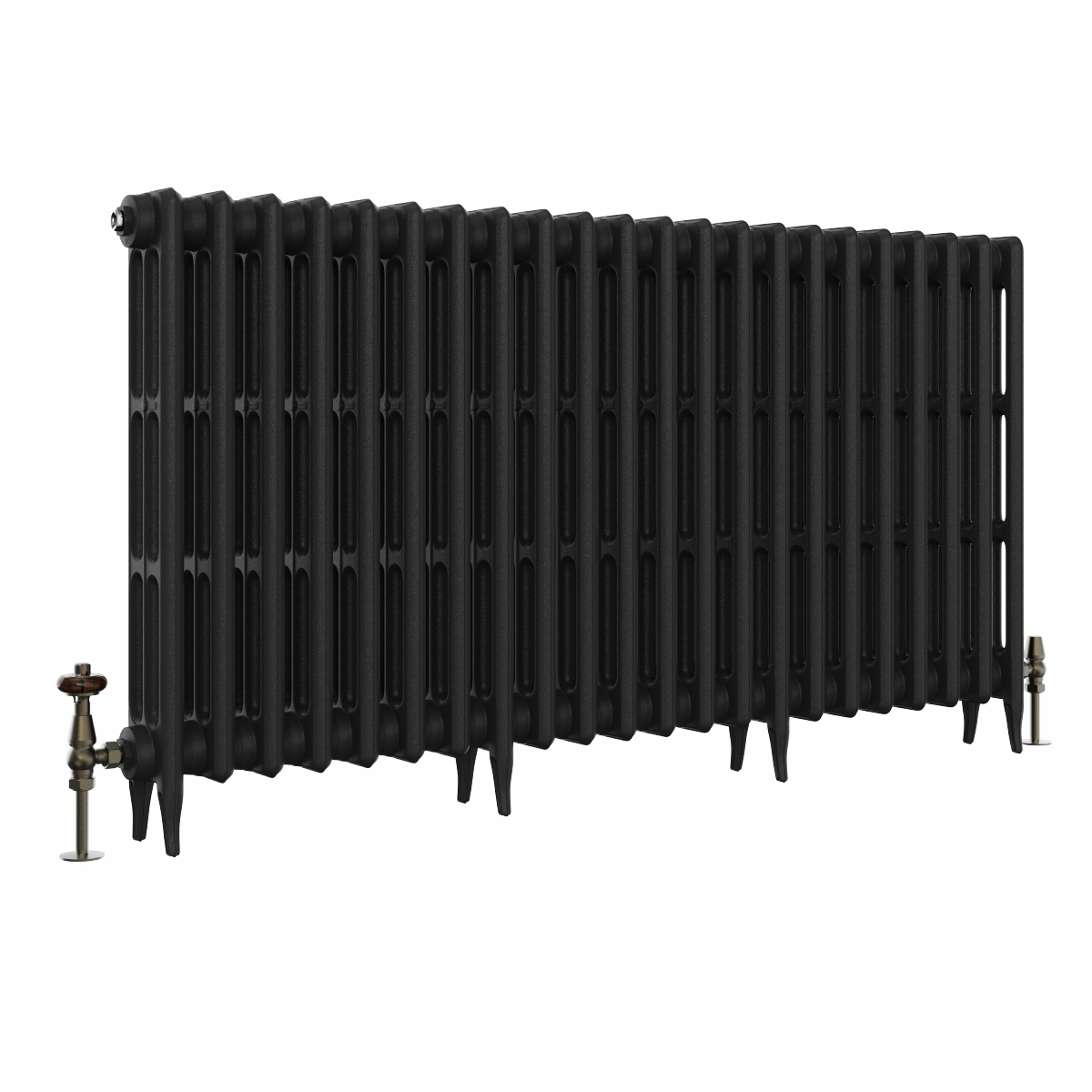 Classic 745 x 1398mm Black Primered Finish Triple Column Cast Iron Radiator - 22 Sections
