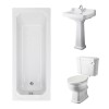 Wellington Close Coupled Toilet with Sand Seat & 600mm 1 Tap Hole Basin with 1700 x 700mm Traditional Straight Bath Single Ended