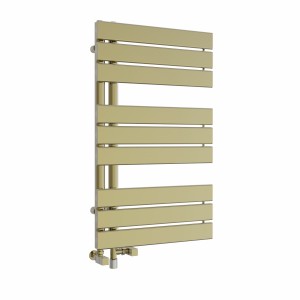 Kristiansund 824 x 500mm Dual Fuel Brushed Brass Simple Electric Heated Towel Rail