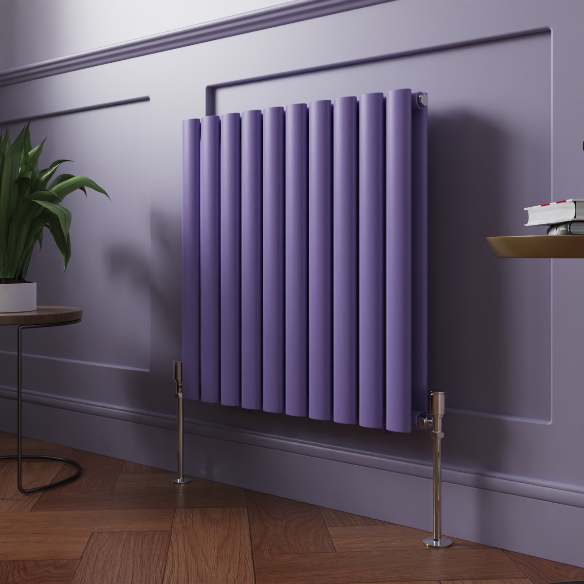 Norden 600 x 591mm Elegant Purple Double Horizontal Oval Column Designer Radiator