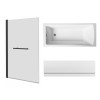 Sawley 1800 x 800mm Straight Bath Single Ended with Front Panel and Square Black Bath Screen with Towel Rail