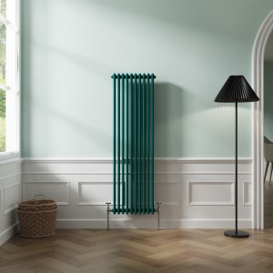Bern 1500 x 470mm Blue Green Double Vertical Column Radiator
