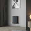 Karlstad 600 x 410mm Anthracite Double Horizontal Flat Panel Designer Radiator