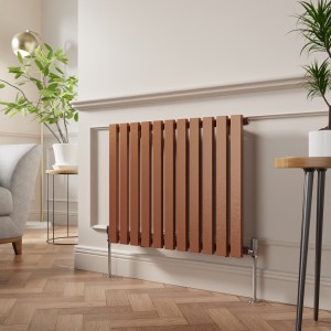 Lulea 600 x 760mm Metallic Bronze Single Flat Panel Horizontal Designer Radiator