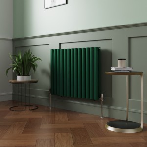 Norden 600 x 768mm Moss Green Double Oval Column Horizontal Designer Radiator