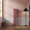 Bern 1500 x 380mm Rose Pink Four Column Vertical Traditional Radiator