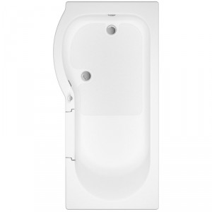 Lockwood 1675mm Right Hand Easy Access P Shape Walk In Shower Bath with Screen