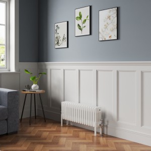 Bern 300 x 830mm White Four Column Horizontal Traditional Radiator