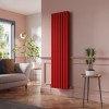 Lulea 1800 x 480mm Signal Red Double Flat Panel Vertical Designer Radiator