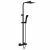 Beauly Modern Thermostatic Bar Shower Valve with Square Shower Head and Hand Shower Matt Black