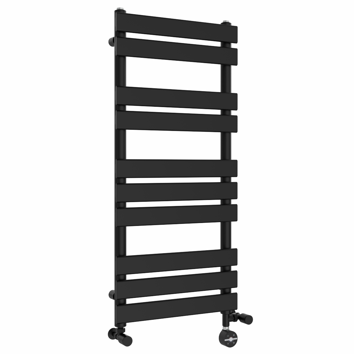 Juva 1000 x 450mm Dual Fuel Satin Black Flat Panel Thermostatic Touch Control Electric Heated Towel Rail
