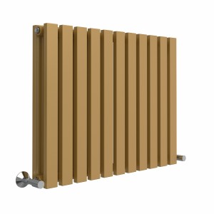 Lulea 600 x 760mm Metallic Gold Double Flat Panel Horizontal Designer Radiator