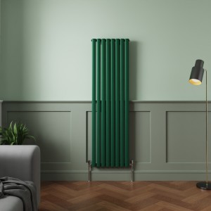 Norden 1600 x 473mm Moss Green Single Oval Column Vertical Designer Radiator