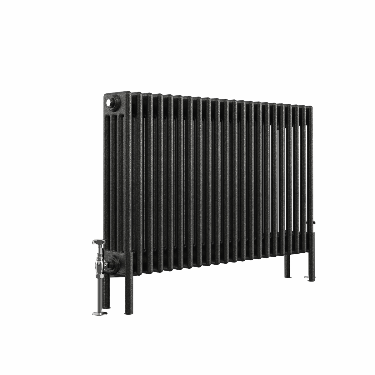 Bern 600 x 1010mm Black Silver Four Column Horizontal Traditional Radiator