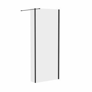 Wasdale 760mm Wet Room Screen with 200mm Hinged Wet Room Return Screen - Black