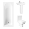 Essentials 1700 x 700mm Straight Bath Single Ended Bathroom Suite with RAK-Series 600 Close Coupled Open Back Toilet and 520mm Short Projection Full Pedestal Basin