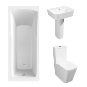 Cordoba Square Modern Bathroom Suite with Single Ended Bath - 1700 x 700mm