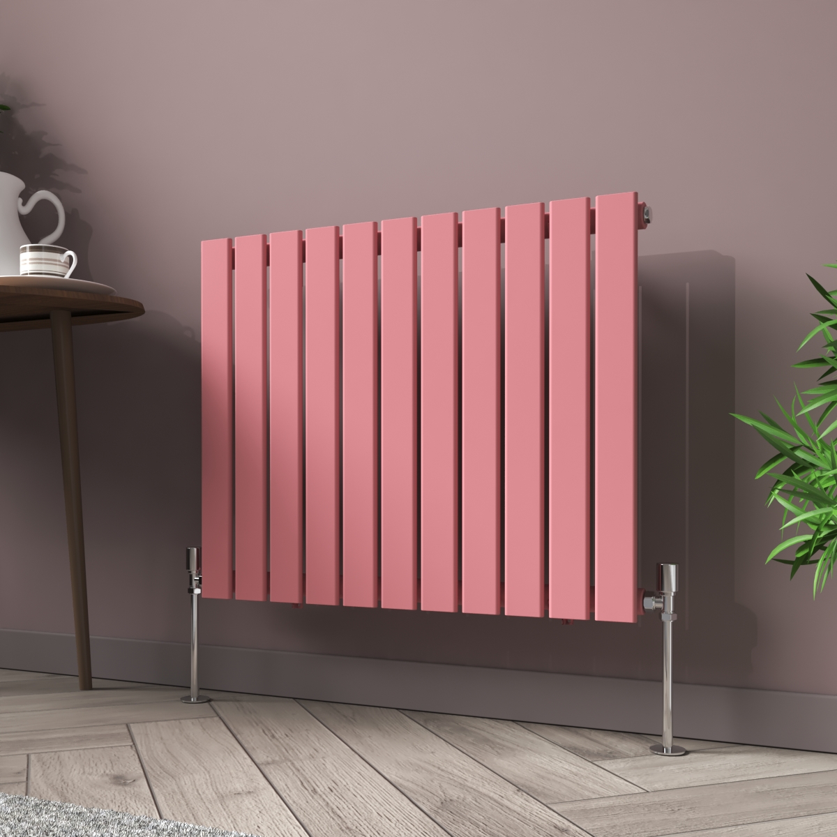 Karlstad 600 x 750mm Rose Pink Single Horizontal Flat Panel Designer Radiator