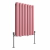 Norden 600 x 414mm Rose Clair Pink Double Oval Column Horizontal Designer Radiator