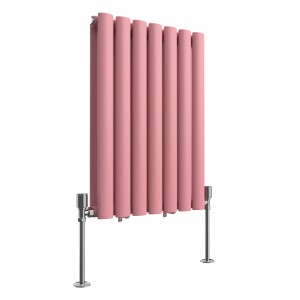Norden 600 x 414mm Rose Clair Pink Double Horizontal Oval Column Designer Radiator
