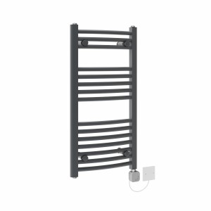 Fjord 800 x 400mm Curved Anthracite HEC Thermostatic Electric Heated Towel Rail
