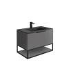 Reid 800mm LED Vanity Unit, Graphite Grey Basin with Black Frame and Shelf - Matt Grey