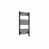 Fjord 1000 x 600mm Curved Black Thermostatic Wifi Control Electric Heated Towel Rail