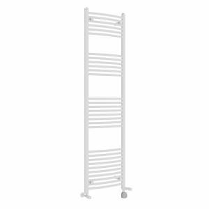 Fjord 1800 x 500mm Dual Fuel Curved White Thermostatic Electric Heated Towel Rail