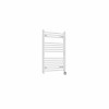 Fjord 800 x 600mm Curved White Thermostatic Touch Control Electric Heated Towel Rail