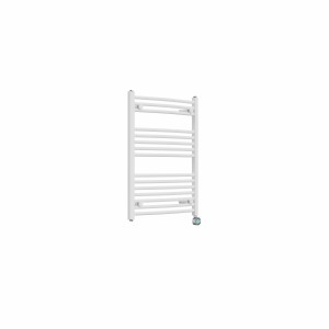 Fjord 800 x 600mm Curved White Thermostatic Touch Control Electric Heated Towel Rail