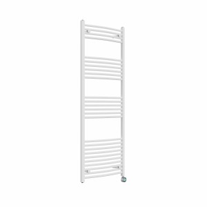 Fjord 1600 x 600mm Curved White Thermostatic Touch Control Electric Heated Towel Rail