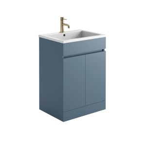 Imperio Faro - Bathroom 600mm Vanity Unit Thin Ceramic Basin and Cabinet - Blue