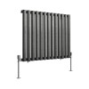 Norden 600 x 768mm Black Silver Single Oval Column Horizontal Designer Radiator