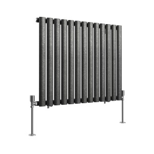 Norden 600 x 768mm Black Silver Single Horizontal Oval Column Designer Radiator