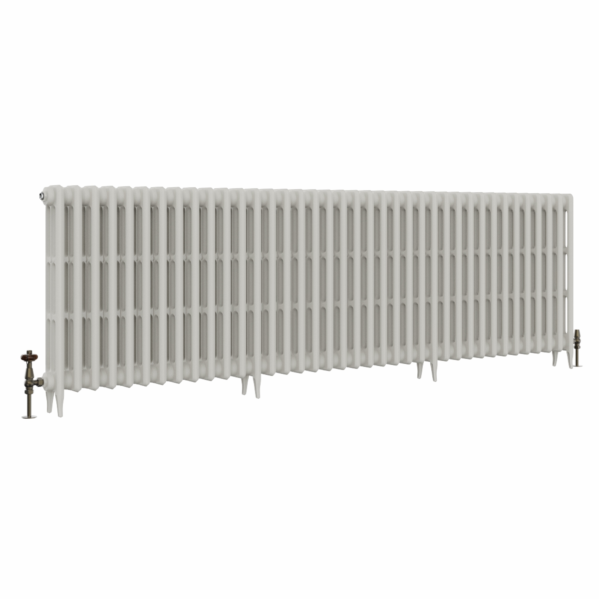 Classic  745 x 2390mm Porcelain White Triple Column Cast Iron Radiator - 38 Sections