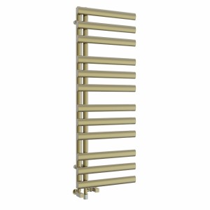 Kongsberg 1200 x 450mm Dual Fuel Brushed Brass Simple Electric Heated Towel Rail