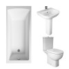 RAK Tonique Close Coupled Open Back Modern Bathroom Suite and Single Ended Bath with Front Panel - 1400 x 700mm