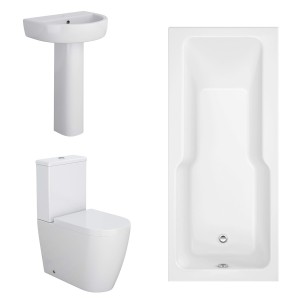 Cordoba Modern Bathroom Suite with Straight Shower Bath - 1700 x 750mm