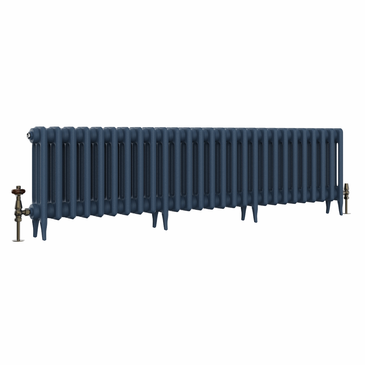 Classic  450 x 1708mm Farrow & Ball Hague Blue Triple Column Cast Iron Radiator - 27 Sections
