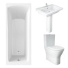 RAK Resort Maxi Closed Back Toilet with 650mm Basin Modern Bathroom Suite and Single Ended Bath - 1700 x 700mm